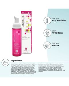 Andalou Naturals 1000 Roses Cleansing Foam Sensitive 5.5 Fl oz