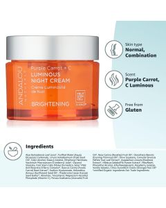 Andalou Naturals Brightening Purple Carrot Plus C Luminous Night Cream
