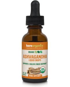 BareOrganics Ashwagandha Liquid Drops Stress Support Vegan