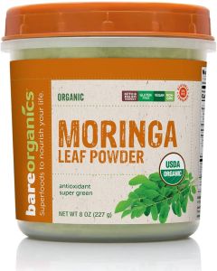 BareOrganics Moringa Leaf Powder 8 Oz Antioxidant Super Green