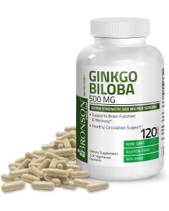 Bronson Ginkgo Biloba 500 Mg Brain Function Support 120 Veggie Caps - supplemynts.com