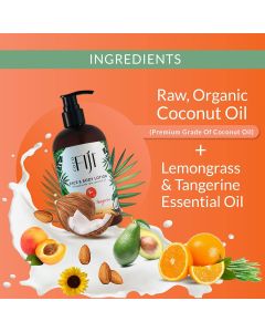 Coco Fiji Raw Coconut Oil Face Body Lotion Lemongrass Tangerine 12oz