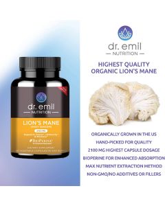 Dr. Emil 30 Day Supply Nutrition Lions Mane Mushroom 90 Veggie Caps