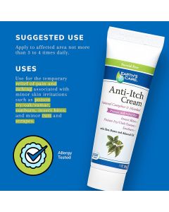Earth&#039;s Care Anti Itch Cream Natural Menthol 1 Oz No Parabens