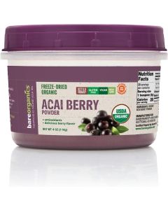 Freeze Dried Vegan 4 Oz Acai Berry Powder Antioxidants BareOrganics - supplemynts.com