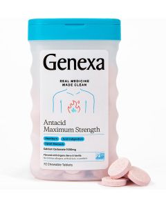 Genexa Antacid Maximum Strength Heartburn Medicine 72 Chewable Tablets