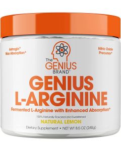 Genius L Arginine Lemon Flavored Powder 8.5 Oz Nitric Oxide Booster