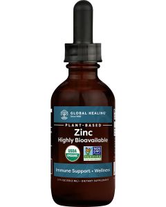 Global Healing Plant Based Liquid Zinc 2 Oz Immune Support Vegan