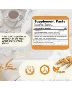 GlutnGo Tolerase G 90 Caps Bricker Labs Gluten Digest Support - supplemynts.com