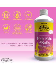 Hair Skin Nails Support MSM Aloe Biotin 16 Oz Buried Treasure - supplemynts.com
