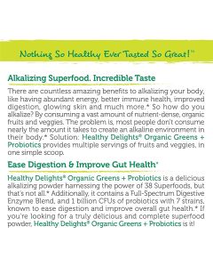 Healthy Delights Organic Greens Probiotics Powder 30 Servings Vegan