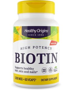 Healthy Origins Biotin 5000 mcg Veggie Capsules Hair Nail Support