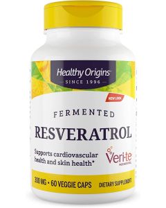 Healthy Origins Fermented Resveratrol 300mg 60 Veggie Caps Gluten Free