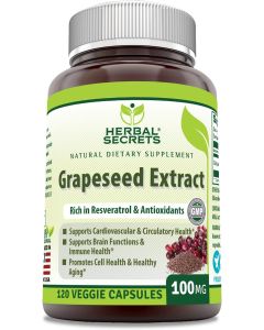Herbal Secrets Grapeseed Extract 100 Mg 120 Veggie Caps Healthy Aging - supplemynts.com