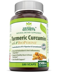 Herbal Secrets Turmeric Curcumin Bioperine 1500mg 180 VCaps - supplemynts.com