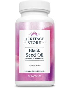 Heritage Store Black Seed Oil Liquid 90 Capsules 650mg Cold Pressed - supplemynts.com