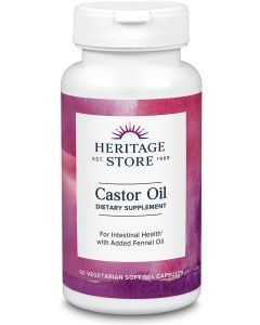 Heritage Store Castor Oil 60 Vegetarian Softgel Caps Intestinal Health