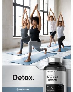 Horbaach Activated Charcoal 780mg Gluten Free Non GMO 180 Capsules