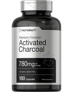 Horbaach Activated Charcoal 780mg Gluten Free Non GMO 180 Capsules
