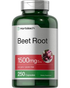 Horbaach Beet Root Powder 250 Capsules 1500mg Non GMO Gluten Free