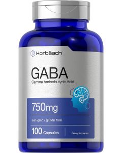 Horbaach GABA 750mg Stress Relief Supplement 100 Gluten Free Caps