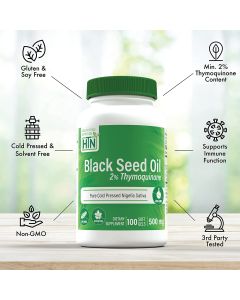 HTN Black Seed Oil 500mg 100 Softgels Cold Pressed Nigella Sativa