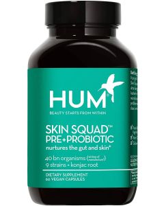 Hum Skin Squad Pre Probiotic Gut Health Supplement 60 Vegan Caps