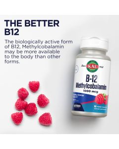 KAL B12 Methylcobalamin 1000mcg ActivMelt 90 Tablets Raspberry
