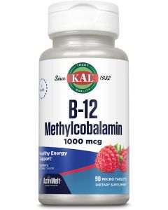 KAL B12 Methylcobalamin 1000mcg ActivMelt 90 Tablets Raspberry