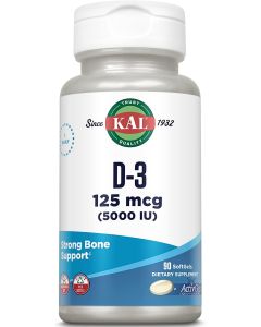 KAL D3 125mcg 5000 IU ActivGels 90 Softgels Bone Support Supplement