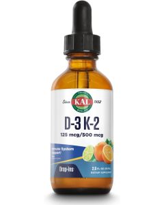 KAL D3 K2 Liquid DropIns 2 Oz Citrus Flavor Immune System Support - supplemynts.com