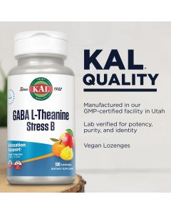 KAL GABA L Theanine Stress B 100 Lozenges Relaxation Support - supplemynts.com