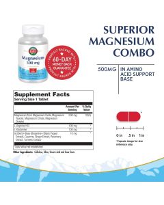 KAL Magnesium Once Daily Tablets 500 mg 60 Count Nerve Support - supplemynts.com
