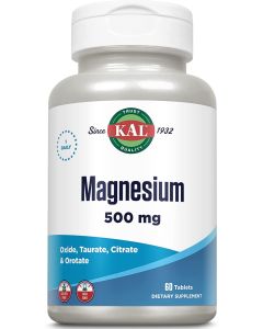 KAL Magnesium Once Daily Tablets 500 mg 60 Count Nerve Support - supplemynts.com
