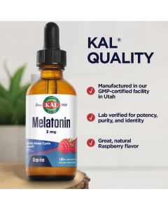 KAL Melatonin 3mg DropIns Raspberry Flavor Healthy Sleep Support
