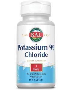 KAL Potassium 99 Chloride Tablets 100Cnt Vegetarian Dietary Supplement - supplemynts.com