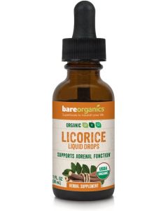 Licorice Liquid Drops 1 Oz Adrenal Function Support BareOrganics