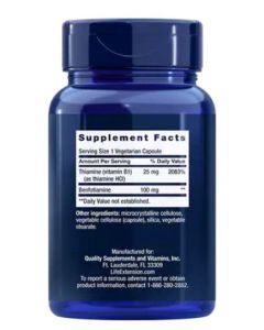 Life Extension Benfotiamine with Thiamine 100mg 120 Vegetarian Caps
