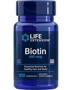 Life Extension Biotin 600mcg 100 Caps Supports Healthy Hair & Nails