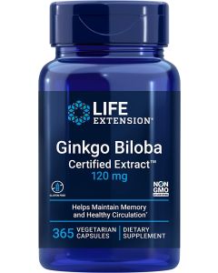 Life Extension Ginkgo Biloba Certified Extract 120mg 365 Veggie Caps