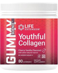 Life Extension Gummy Science Youthful Collagen Cherry Vanilla 80 Count