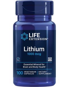 Life Extension Lithium 1000mcg Brain Health Support 100 Veggie Caps