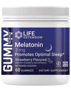 Life Extension Melatonin 3mg Strawberry Flavor Sugar Free 60 Gummies