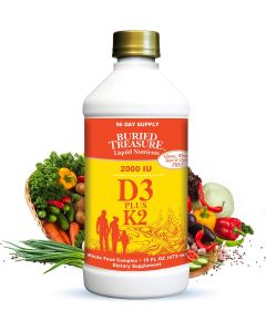 Liquid Vitamin D3 Plus K2 2000 IU 16 Fl Oz Buried Treasure - supplemynts.com