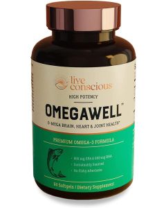 Live Conscious OmegaWell Omega 3 Fish Oil Supplement 60 Softgels