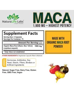 Natura Life Organic Peruvian Maca Root 1900mg 150 Vegan Pills - supplemynts.com