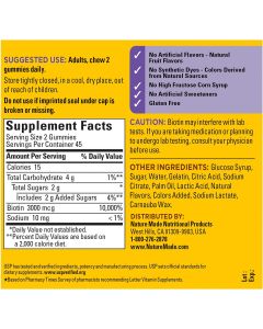 Nature Made 3000mcg Biotin 90 Gummies For Hair Skin Nails Support