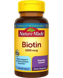 Nature Made Biotin 1000mcg 120 Softgels Nervous System Support