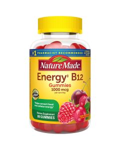 Nature Made Energy B12 80 Gummies 1000mcg Brain Cell Function Support