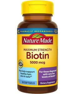 Nature Made Maximum Strength Biotin 5000mcg 50 Softgels